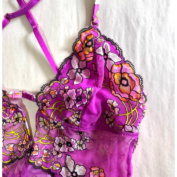 *New* SAVAGE X FENTY Mod Poppy Lace‎ Teddy Size 8/10 Floral Mesh Lingerie - Picture 5 of 13